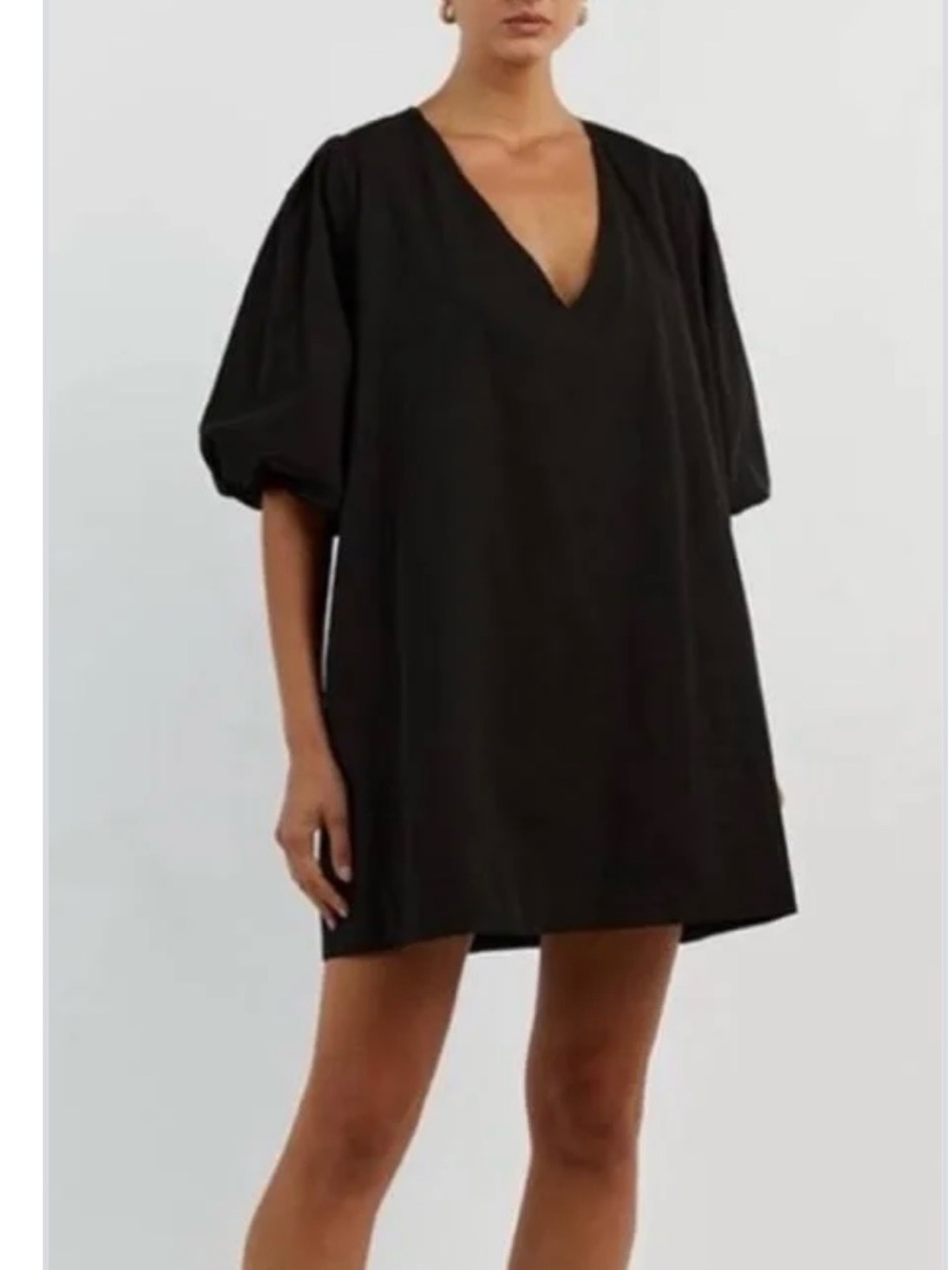 DISSH Charcoal V-Neck Puff Sleeve Tunic